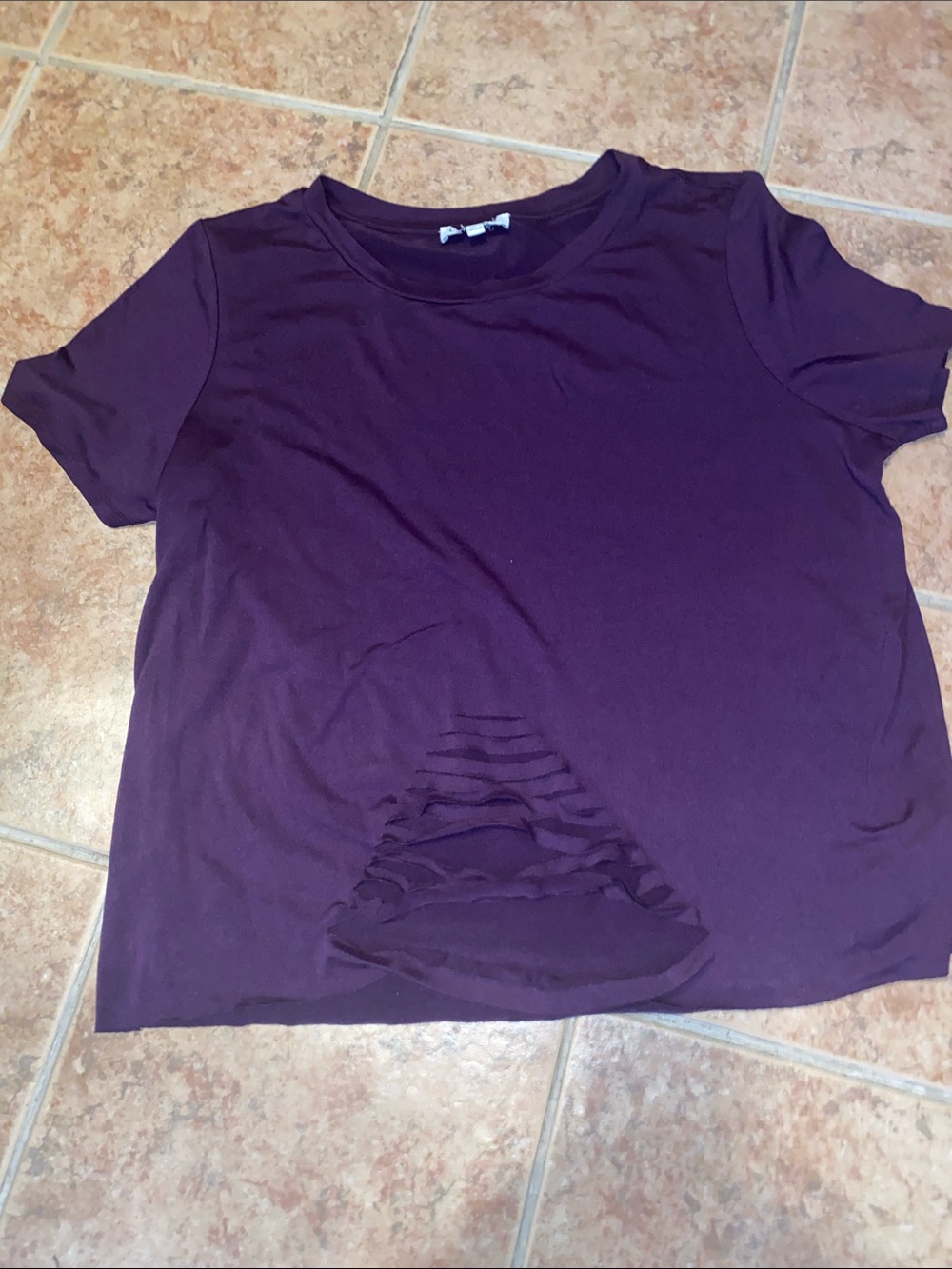 Love J Purple Short Sleeve Tee with Layered Front Cutouts